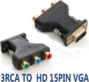 VGA RCA Adapter 3RCA Video Female To HD 15 Pin VGA Converter Style Component Video Jack Adapter