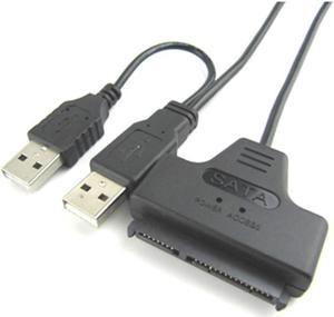 1Pcs Black Light Pin Adapter Cable USB 2.0 to SATA 7+15 Pin 22 For 2.5" HDD Hard Disk Drive With USB Power Cable