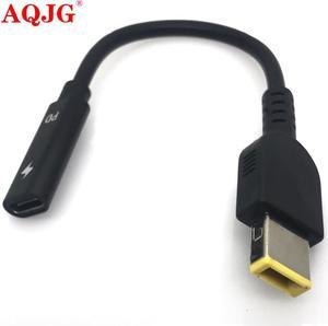 Laptop DC Power Adapter Connector Plug Converter Cable Cord USB Type C Female to Square Plug Charger for Lenovo T460s E470 T450