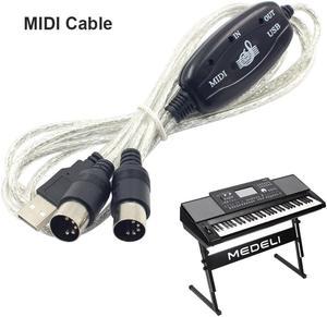 For PC Computer USB IN-OUT MIDI Adapter Cable Music Keyboard Converter Cord Wire