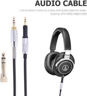 1.5m Audio Cable Wire Replacement 3.5mm To 2.5mm Headphone Adapter Gold-plated 6.35mm for Audio-Technica ATH-M50X M60X M70X