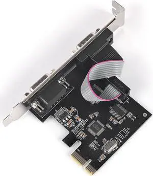 PCIe Serial Expansion Card PCI-Express to 2 Serial Ports COM Adapter for Windows