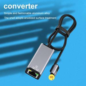 Ethernet Adapter 8-pin to RJ45 PD20W Charging External 100Mbps Network Adapter