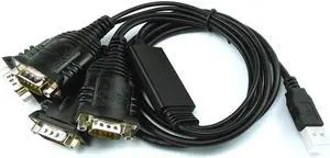 FTDI CHIP 4 Port USB to Serial RS232 DB9 Adapter Cable