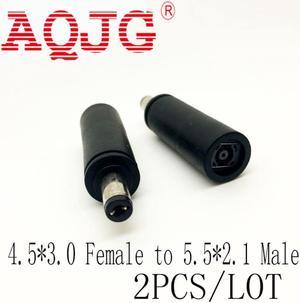 AQJG 4.5*3.0mm female to 5.5*2.1mm male DC Jack Plugs for Hp Computer Laptop adapter Connctors Wholesale 2PCS/LOT 5.5*2.5MM