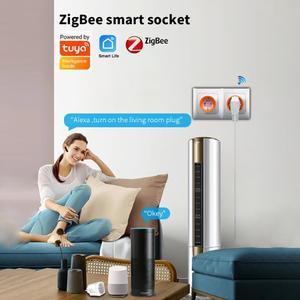 EU Smart Socket Tuya ZigBee 3.0 Smart Home Sockets 16A Power Monitor Remote Control Works with Alexa Google Home