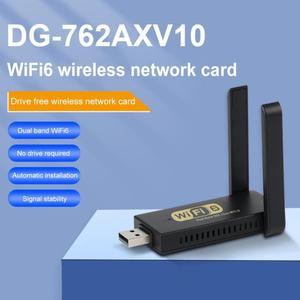 WiFi6 Wireless Network Card Portable USB Wireless Network Card External Antenna Bluetooth-compatible for PC Desktop Laptop