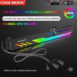 COOLMOON GT8 Horizontal Computer Video Card Support 5V A-RGB Bracket Slide GPU Holder for ASUS/MSI Motherboards