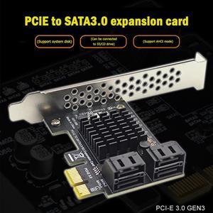 4 Port SATA III PCIe Expansion Card 6Gbps SATA 3.0 to PCI-e 1X Controller Card PCI Express Adapter Converter with Bracket