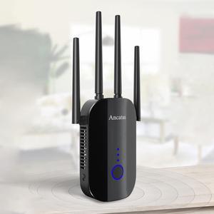 Wireless Repeater 1200Mbps Dual-band Wireless Extender Signal Amplifier with 4 External High Gain Antennas Wide Coverage