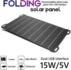 15W 5V Solar Panel Charger IPX6 Waterproof ETFE Charger Solar Panel Monolithic Silicon Scratchproof for Phone Power Bank