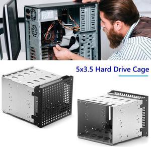 Hard Drive Cage Rack 5.25 inch to 5x 3.5inch Bracket Computer Accessories Space Detachable DIY Hard Drive Disk Tray