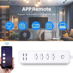 WiFi Smart Power Strip Brazil Plug Smart WiFi Power Strip Socket 4 Outlets 4 USB Ports Works with Alexa App Control