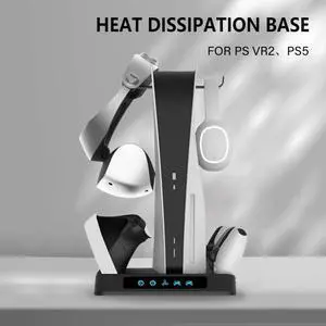 Mulltifunctional Cooling Stand Indicator Lamps Storage Rack Vertical Stand Games Rack USB Charging for PS VR2 PS5 Game Accessory