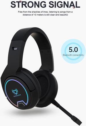 RGB Gaming Headset Deep Bass Bluetooth-compatible 5.0 Wireless Gaming Headset Over Ear Active Noise-Cancellation for Computer PC