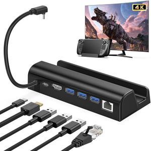 Video Converter Dock Station 6 in 1 HUB Hub Holder Dock USB Type C Portable Stand Handheld Base HDMI-compatible for Game Console