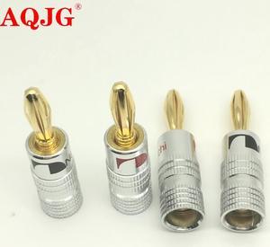 100pcs GD Amp Nakamichi Speaker Banana plug connectors 24K Gold Speaker Banana Plugs For Video Speaker Connector Black Red Colo