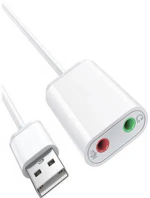 USB to Audio Jack Sound Card Adapter ,KEHIPI with Dual TRS 3-Pole 3.5mm Headphone and Microphone USB to Aux 3.5mm External Audio Converter for Windows Mac Linux PC Laptops Desktops PS5 Headsets, White USB to Audio Jack Sound Card Adapter ,KEHIPI with Dual TRS 3-Pole 3.5mm Headphone and Microphone USB to Aux 3.5mm External Audio Converter for Windows Mac Linux PC Laptops Desktops PS5 Headsets, White