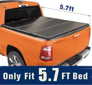 TIPTOP Tri-Fold Hard Tonneau Cover Truck Bed FRP On Top For 2009-2023 Ram1500 5.7ft Bed (67.4") w/o RamBox | TPM3 |