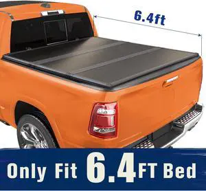 TIPTOP Tri-Fold Hard Tonneau Cover Truck Bed FRP On Top For 2002-2018 Ram 1500 & 2003-2023 2500 3500 HD 6.4ft Bed (76.3") w/o RamBox | TPM3 |