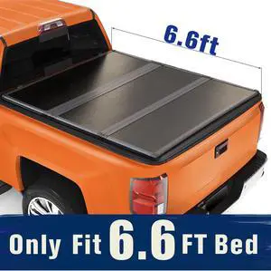 TIPTOP Tri-Fold Hard Tonneau Cover Truck Bed FRP On Top For 2014-2018 Silverado / Sierra 1500 & 2015-2019 2500 3500HD 6.6ft Bed (78.9") |Not for CarbonPro Bed| TPM3 |