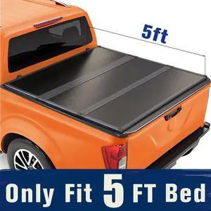 TIPTOP Tri-Fold Hard Tonneau Cover Truck Bed FRP On Top For 2005-2023 Frontier & 2009-2012 Suzuki Equator 5ft Bed (59.5") | TPM3 |For Models With or Without The Deck Rail System|