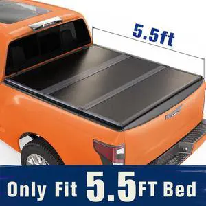 TIPTOP Tri-Fold Hard Tonneau Cover Truck Bed FRP On Top For 2017-2023 Titan 5.5ft Bed (67") | TPM3 |For Models With or Without The Deck Rail System|