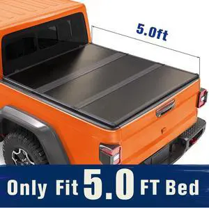 TIPTOP Tri-Fold Hard Tonneau Cover Truck Bed FRP On Top For 2020-2023 Gladiator JT 5ft Bed (60.3") | TPM3 |For Models With or Without The Trail Rail System|
