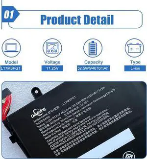 Dentsing L17M3PG1 L17L3PG1 L17C3PG1 Laptop Battery Compatible with Lenovo Legion Y530-15ICH Y540 Y545-PG0 Y740-15IRH Y740-15ICHG Legion Y7000 2019 1050 PG0 Y7000P-1060 Series L17M3PG3 11.25V/52.5Wh