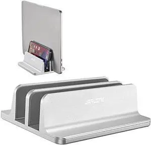JARLINK Vertical Laptop Stand Holder, Aluminum Double Desktop Stand Holder with Adjustable Dock (Up to 17.3 inch), Fits All MacBook, Surface, Chromebook, and Gaming Laptops, Silver JARLINK Vertical Laptop Stand Holder, Aluminum Double Desktop Stand Holder with Adjustable Dock (Up to 17.3 inch), Fits All MacBook, Surface, Chromebook, and Gaming Laptops, Silver