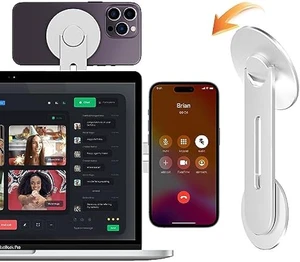 CloudValley Magnetic Laptop Phone Holder, Adjustable Continuity Camera Mount Compatible with MagSafe & for iOS 16 / macOS Ventura, Slim Portable Computer Expansion Bracket for Smartphone, Silver CloudValley Magnetic Laptop Phone Holder, Adjustable Continuity Camera Mount Compatible with MagSafe & for iOS 16 / macOS Ventura, Slim Portable Computer Expansion Bracket for Smartphone, Silver
