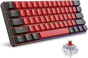 Snpurdiri 60% Wired Mechanical Keyboard, Mini Gaming Keyboard with 61 Red Switches Keys for PC, Windows XP, Win 7, Win 10 (Black-Red, Red Switches)
