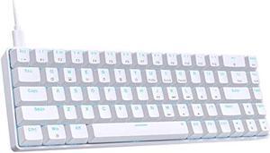 DIERYA T68SE 60% Gaming Mechanical Keyboard,Ultra Compact Mini 68 Key with Blue Switches Wired Keyboard,Anti-Ghosting Keys, for Windows Laptops and PC Gamers,White