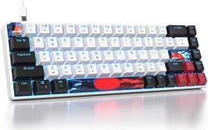 Ussixchare 60 Percent Gaming Keyboard 68 Keys Mechanical Keyboard LED Backlit Compact Wired Keyboard with Red Switch for Windows MAC PS4/5 Xbox Gamer(Black-White)