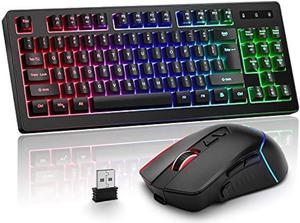 RedThunder K10 Wireless Gaming Keyboard and Mouse Combo with LED Backlight  Rechargeable 3800mAh Battery for PC Gamers