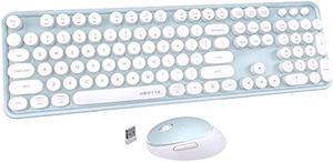 UBOTIE Colorful Computer Wireless Keyboard Mouse Combos, Typewriter Flexible Keys Office Full-Sized Keyboard, 2.4GHz Dropout-Free Connection and Optical Mouse (Green-White)