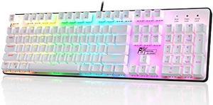 RK ROYAL KLUDGE RK920 Full Size Mechanical Keyboard, Rainbow Backlit Gaming Keyboard, 104 Keys Wired Mechanical Keyboard with Number Pad, Quite Red Switch