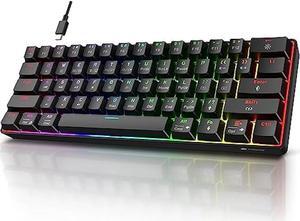 KOORUI 60% Gaming Keyboards, 61 Keys Wired Ultra-Compact Mechanical Keyboard 26 RGB Backlit with Red Switch Mini Keyboards for Windows MacOS Linux