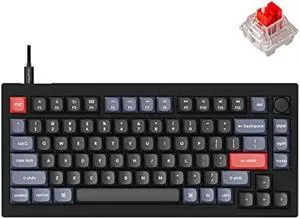 Keychron V1 75% Wired Mechanical Keyboard, QMK/VIA Programmable, Hot-swappable Red Switches, Compatible with Mac Windows Linux - Carbon Black