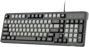 Camiysn Gaming Keyboard, 98 Keys Wired Quiet Gaming Keyboard with Ergonomic Keycaps Colorful Backlit, Multimedia Keys, Anti-Ghosting Keyboard for PC/Laptop, Black & Grey