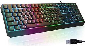 KLIM Chroma Gaming Keyboard Wired USB - New 2023 - Durable Ergonomic Waterproof Silent Backlit - Ideal for Gaming and Office - Teclado Gamer - 2 ms Response Time - PC Laptop Mac PS4 PS5 - Black