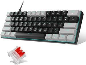 MageGee 60% Mechanical Keyboard with Red Switches and Sea Blue Backlit Small Compact Portable 60 Percent Gaming Keyboard Gamer(Grey Black)