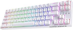 LTC NB681 Nimbleback Wired 65% Mechanical Keyboard, RGB Backlit Ultra-Compact 68 Keys Gaming Keyboard with Hot-Swappable Switch and Stand-Alone Arrow/Control Keys (Hot Swappable Brown Switch, White)