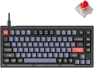 Keychron V1 Wired Custom Mechanical Keyboard, 75% Layout QMK/VIA Programmable Macro with Hot-swappable Keychron K Pro Red Switch Compatible with Mac Windows Linux (Frosted Black - Translucent)