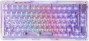 KiiBoom Phantom 81 V2 75% Hot Swappable Upgraded Crystal Gasket-Mounted Mechanical Keyboard, Triple Mode NKRO Gaming Keyboard with South-facing RGB, Clear Keycaps, 4000mAh Battery for Win/Mac (Purple)