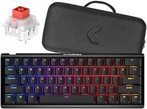 KINESIS Gaming TKO Mechanical Keyboard | Linear Red Switches | 60% Layout | Split Spacebar | Hotswap | PBT Keycaps | Aluminum Body | SF Shock Limited Edition Travel Case