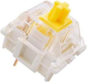 Granvela Gateron KS-9 Yellow Switches - 20-Pack of 3-Pin, White Bottom-Housing, SMD RGB-Light Compatible Switches for Smooth and Tactile Keystrokes-Cherry MX Compatible
