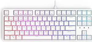 CIY X77 Hot-Swappable Mechanical Keyboard/RGB Gaming Keyboard/USB C/Anti Ghosting/N-Key Rollover/Compact Layout 87 Key/Magnetic Upper Cover/for Mac Windows (White and Brown Switch)