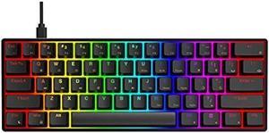 AG AC61M GK61 RGB Gaming Keyboard - 61 Keys Aluminum Case Two USB-C Ports PBT Keycap Hot Swappable Programmable for PC/Mac Gamer (Gateron Optical Red, Black Color)