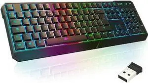 KLIM Chroma Wireless - Teclado inalámbrico Gaming - Nuevo 2023 - Teclado Gaming Ligero, Duradero, resiste al Agua, ergonómico, silencioso - Teclado Gamer PC PS4 PS5 Xbox One Mac - Negro